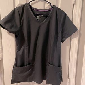 HEALING HAND purple Label scrubs set, large top, medium bottom, color pewter